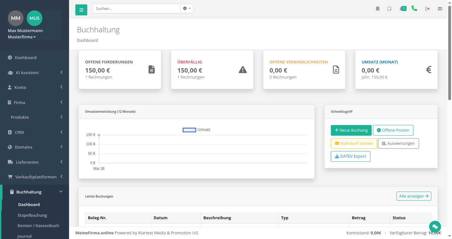 Buchhaltung Dashboard